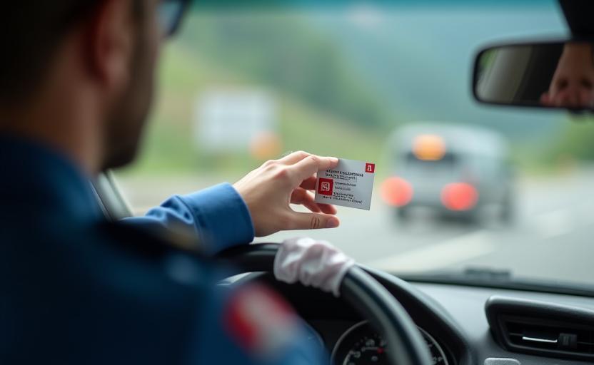 Swiss border officer checking vignette